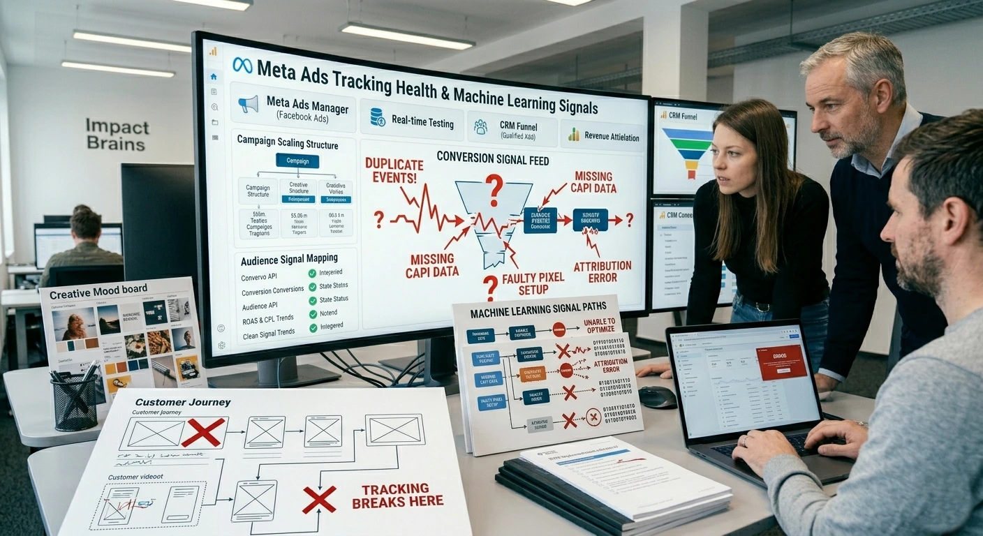 company worrying about their meta ads tracking health