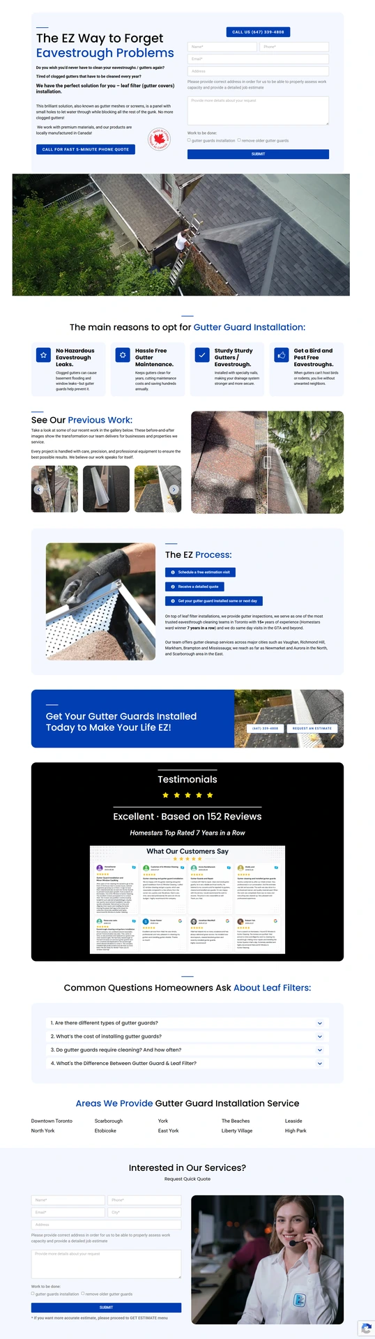 Window Cleaning Business in Canada Landing page complete screenshot