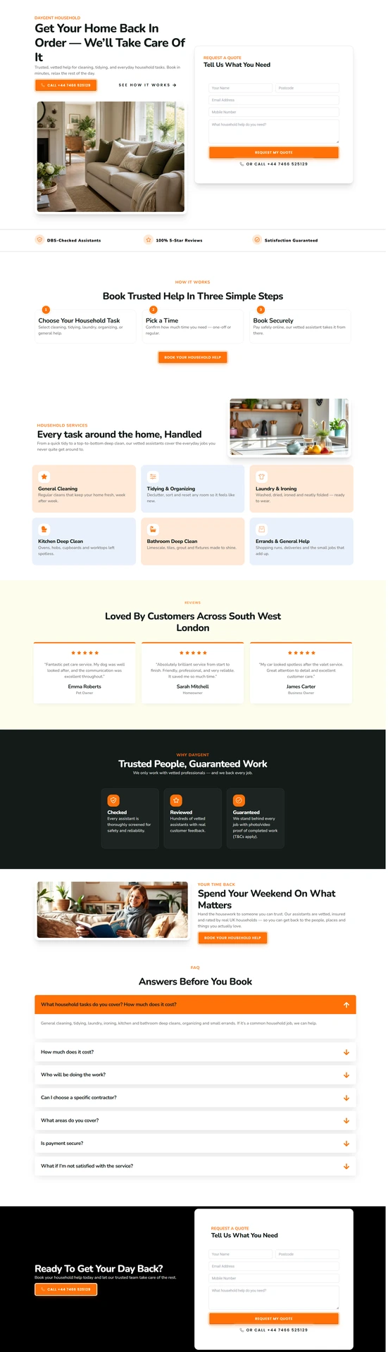 UK Business Household Services Landing Page Complete Screenshot