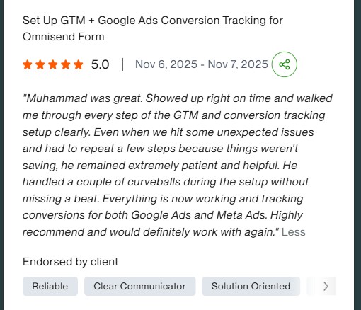 Client review: Omnisend and Google Ads tracking