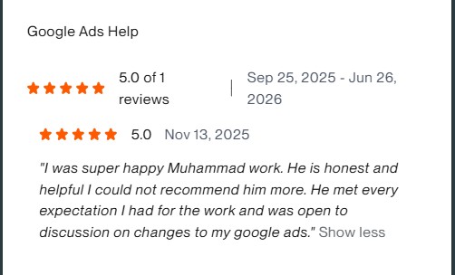 Client review describing the changes made in their Google Ads account