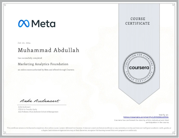Marketing Analytics Foundation Certificate